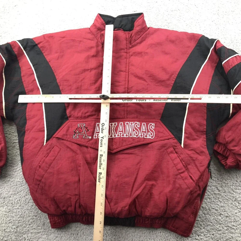 Vintage Arkansas Razorbacks Jacket Mens Large Kangaroo Pouch Starter Pullover